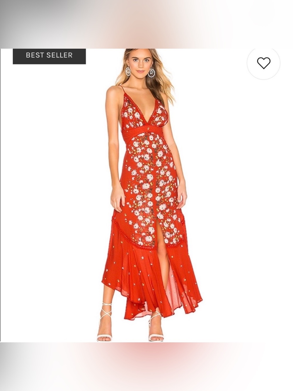 Free People Red Floral Button-Front Dress